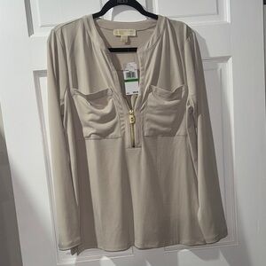 NWT Michael Kors Elegant Beige Long Sleeve Top